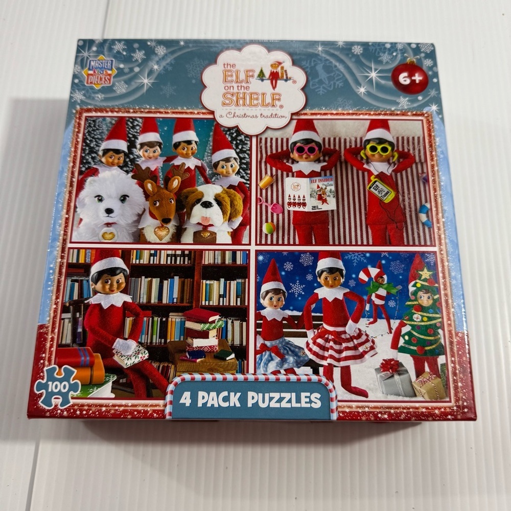 19. Elf on the Shelf Christmas Puzzle Set - 4 Pack - 100 pieces